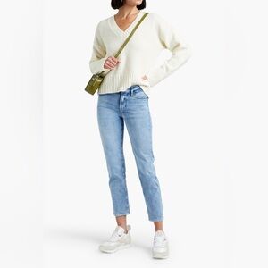 Frame Women's Le Nouveau Cropped High-Rise Straight Organic Jeans Size 27 Blue